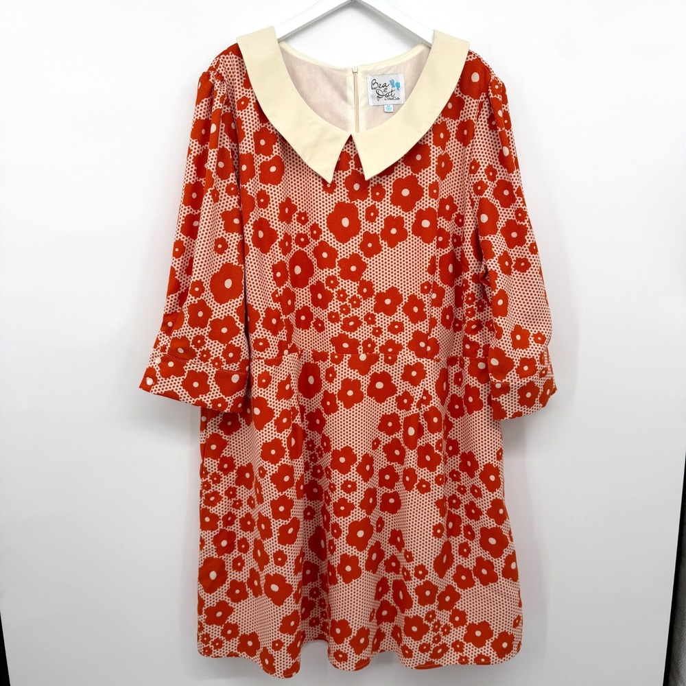 Modcloth Bea & Dot Dress Size 3X Stretch 3/4 Sleeve Mod 60s Inspired Twee Retro